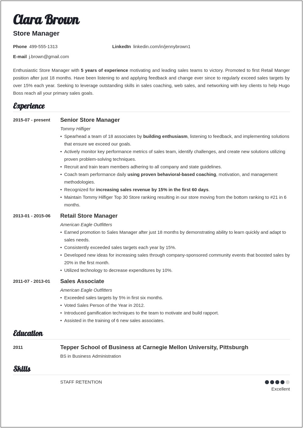 Resume Template For Grocery Store Manager