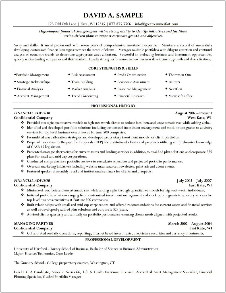Resume Template For Life Insurance Agent