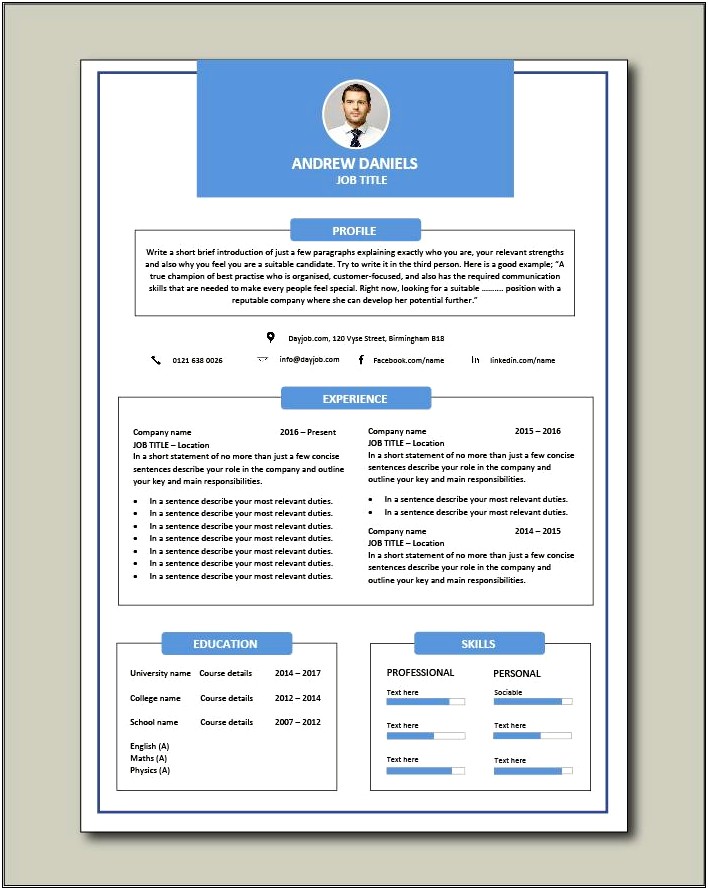 Resume Template For One Long Term Job