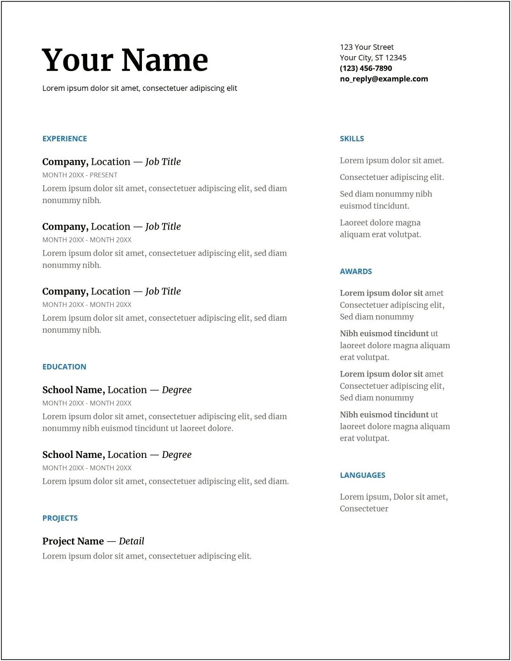 Resume Template In Microsoft Office Word 2007