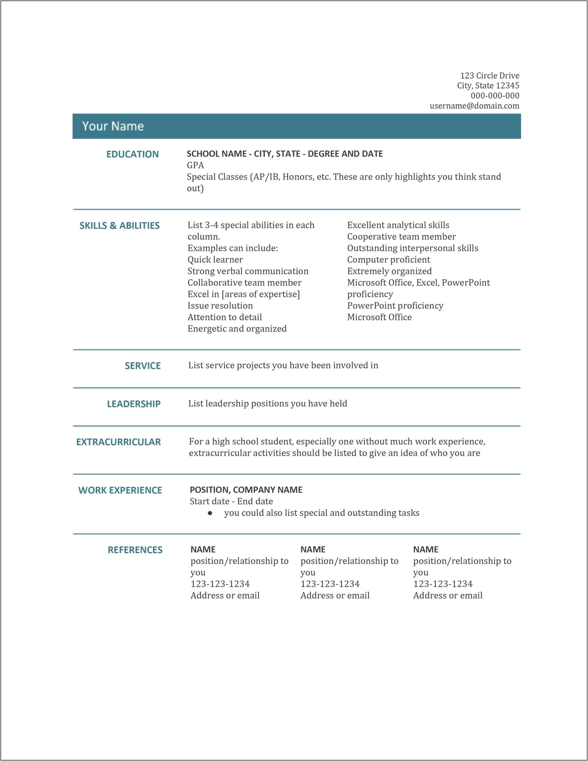 Resume Template Microsoft Office Word 2003