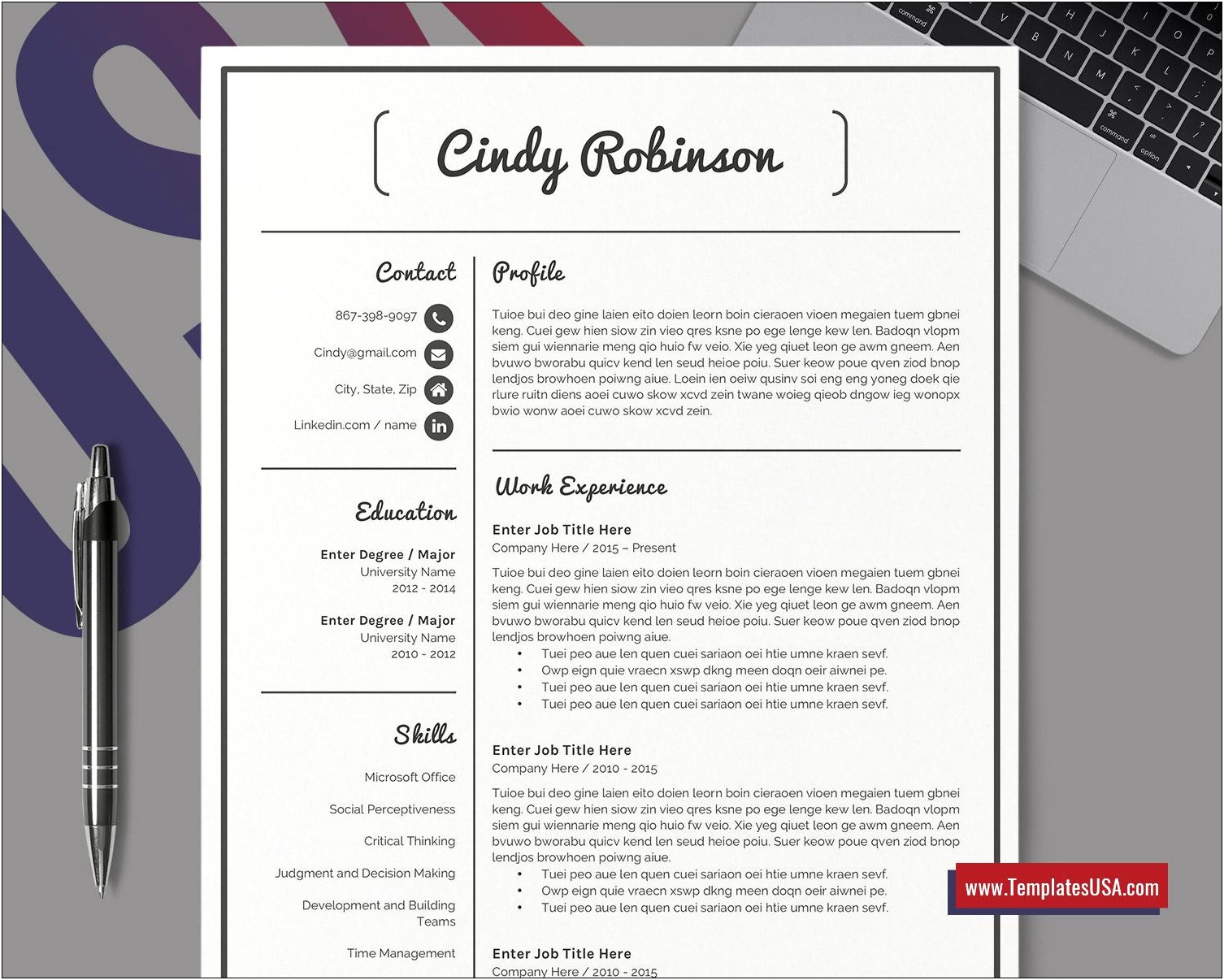 Resume Template To Fill In Word