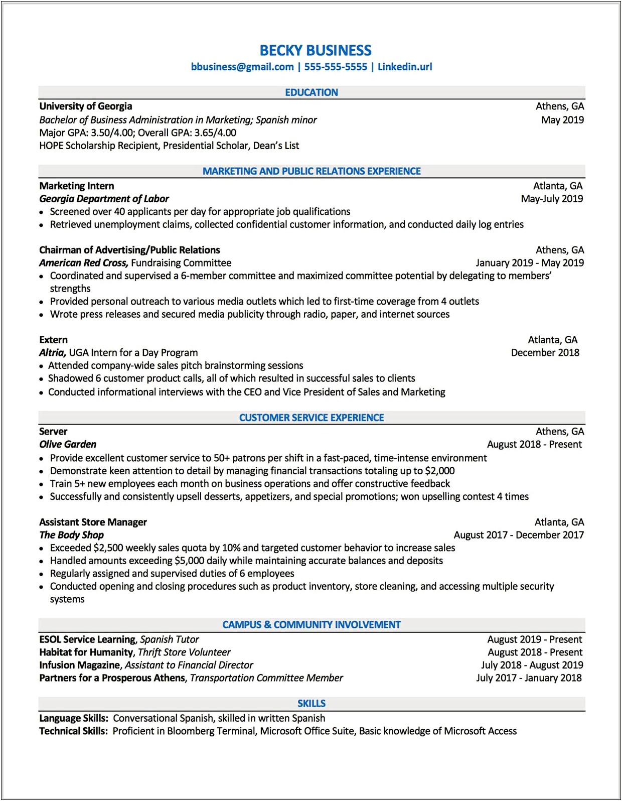 Resume Templates 2019 Experienced Bachelor Degree