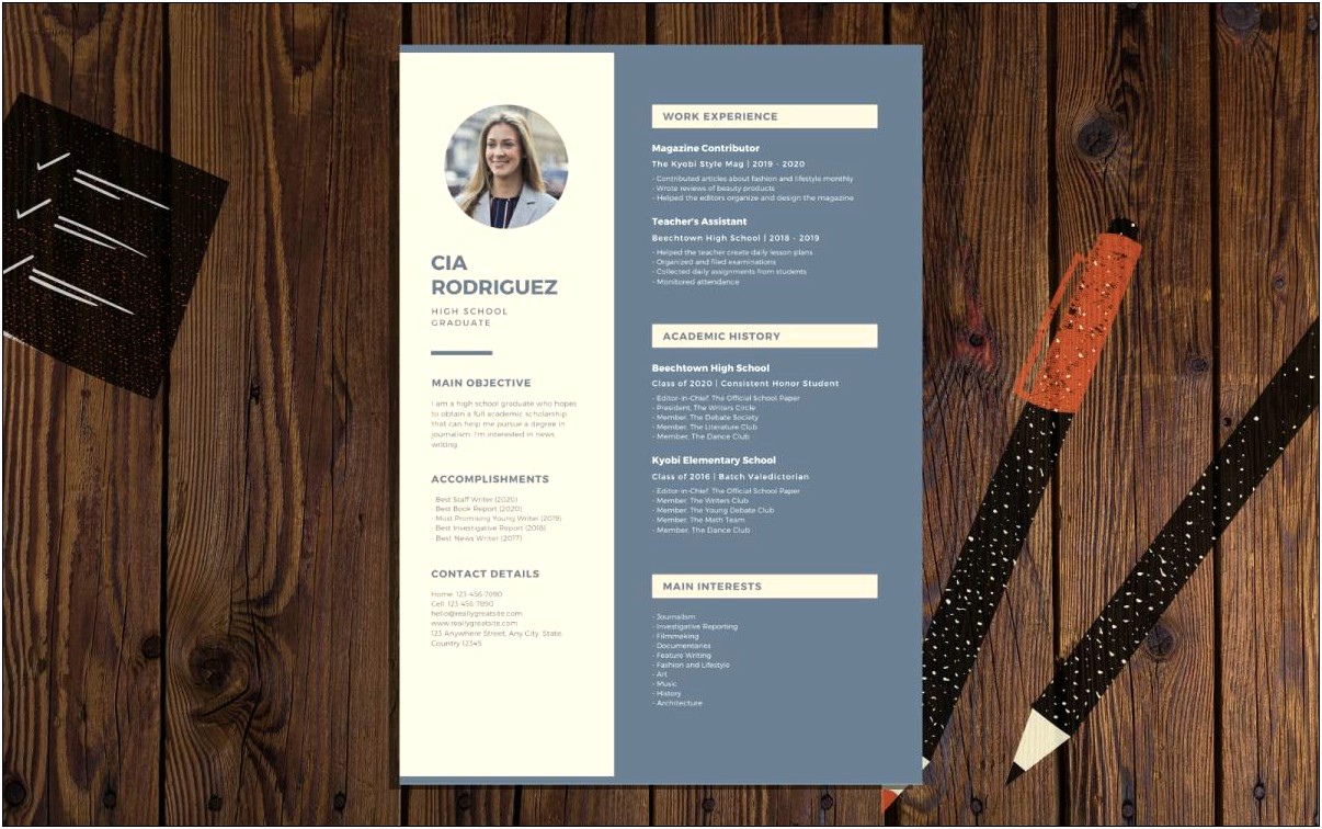 Resume Templates For Creative High School Students
