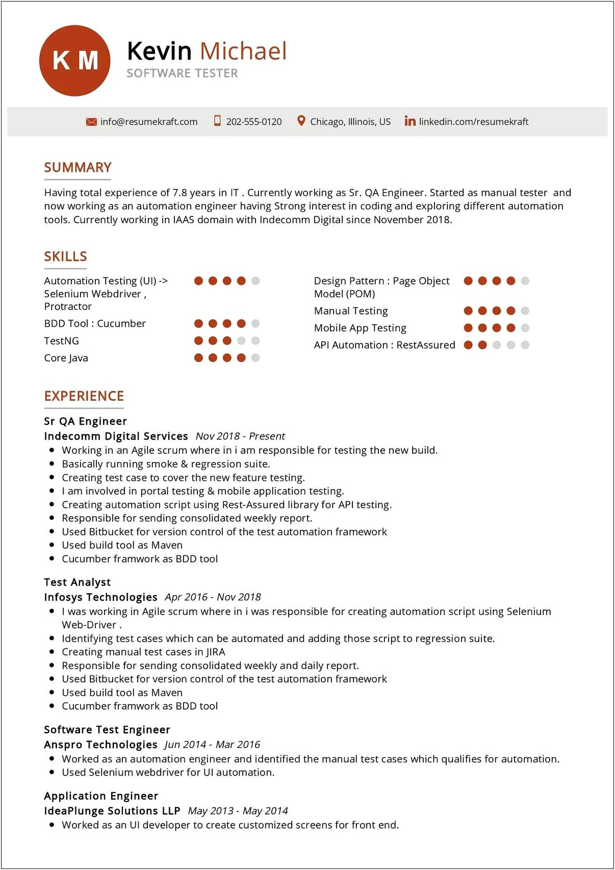 Resume Templates For Experienced Testing Professionals