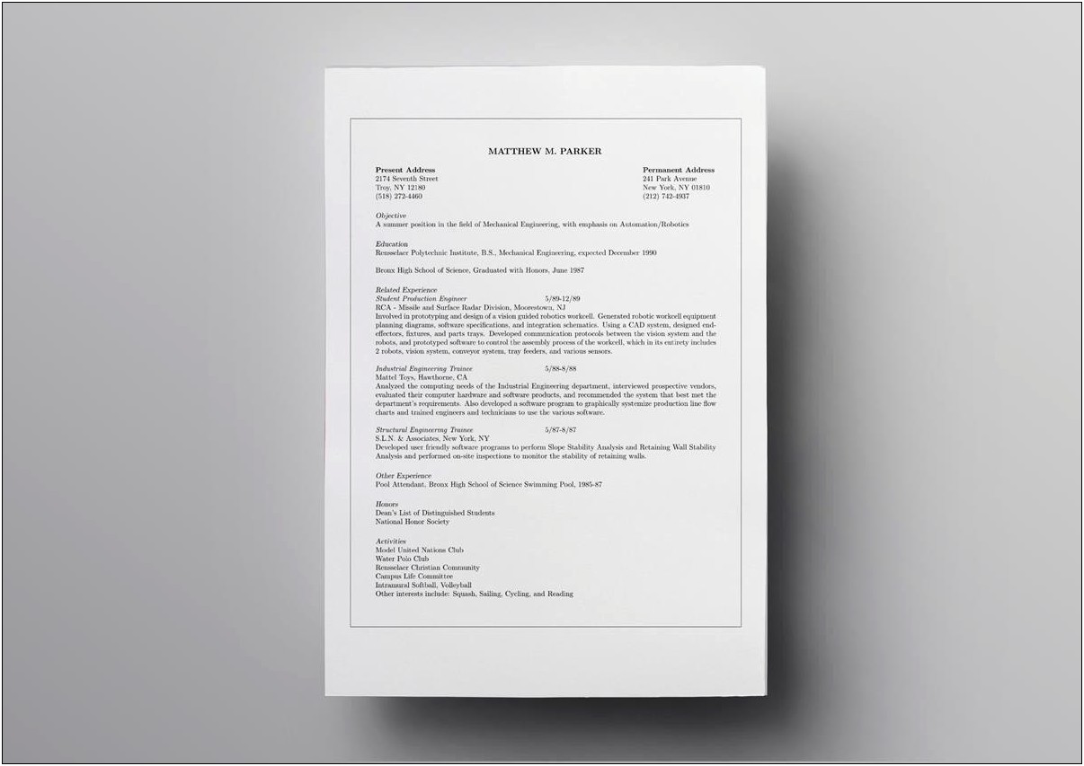 Resume Templates For National Honors Society