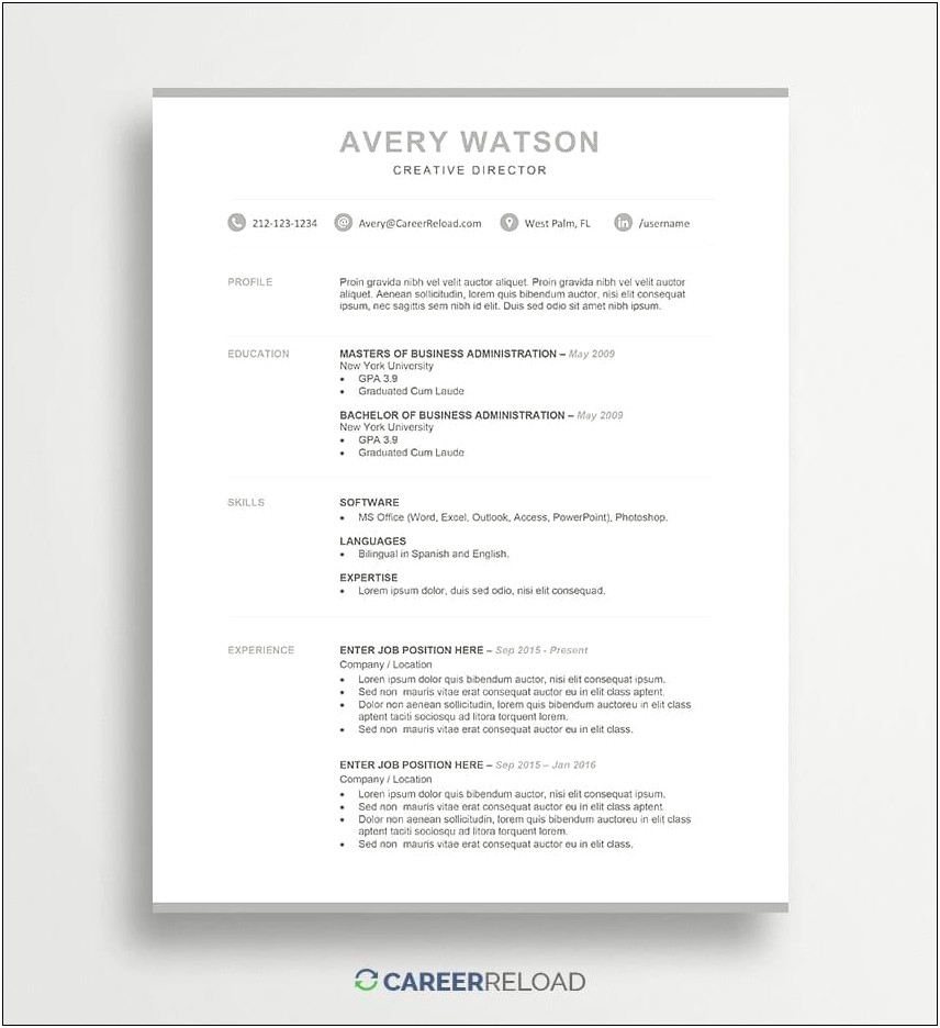 Resume Templates For Word 2007 Download