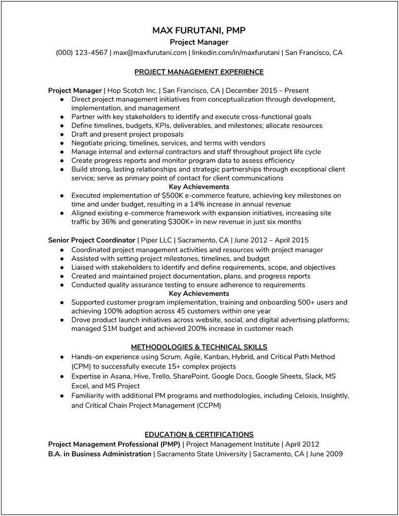Resume Templates To Highlight Managerial Experience