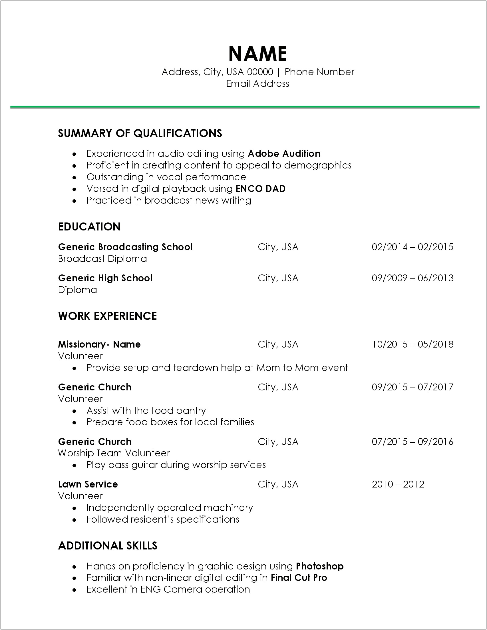 Resume That Doesn't Have Much Work Experience