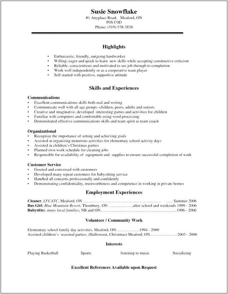 Resume Tips For High School Students