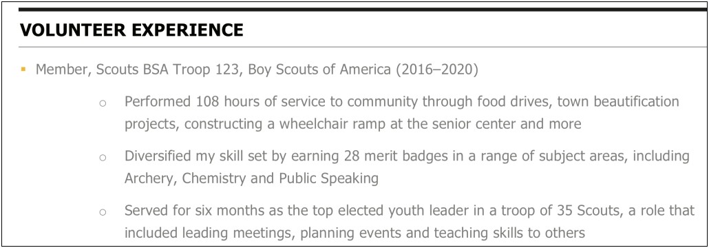 Resume Where To Put Eagle Scout
