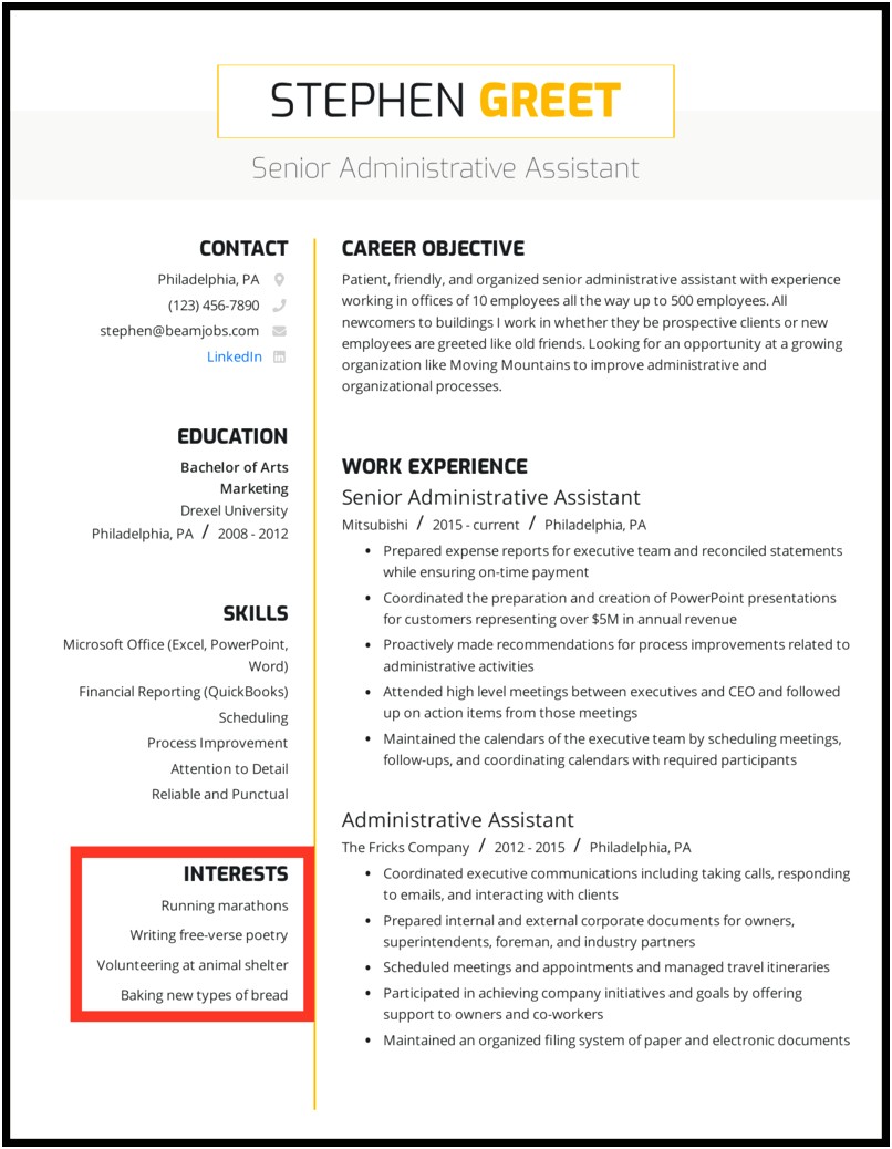 Resume Where To Put Special Experience