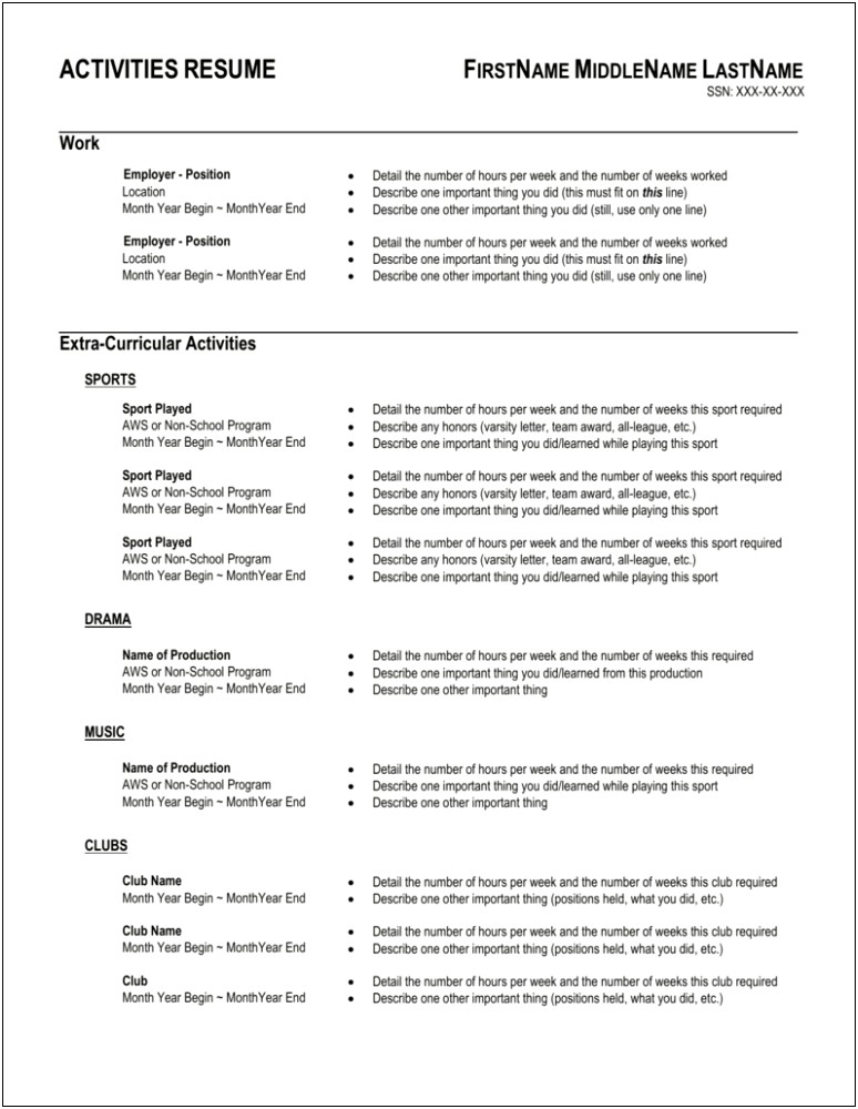 Resume With Hours Worked Per Week