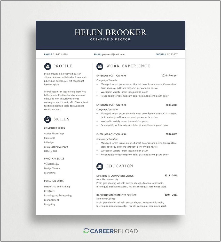 Resume With Photo Template Free Download