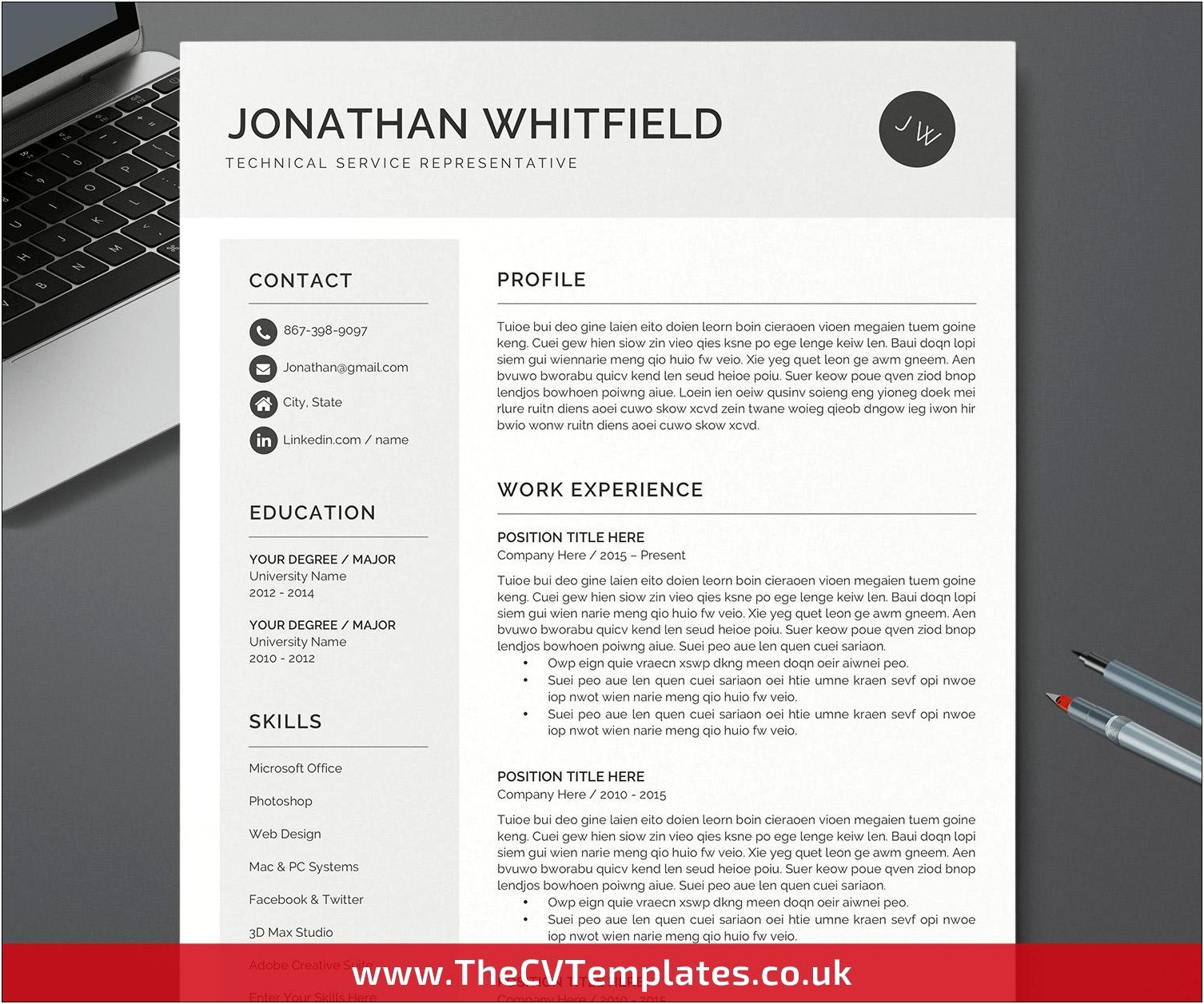 Resume With Professional Theme Microsoft Word