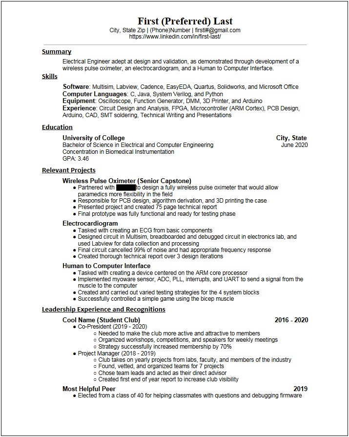 Resume Work Experience Most Recent First