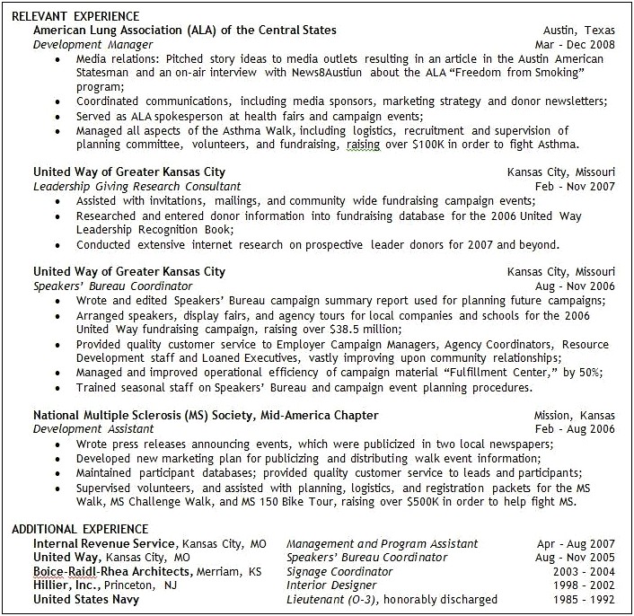 Resume Work History Old To Present