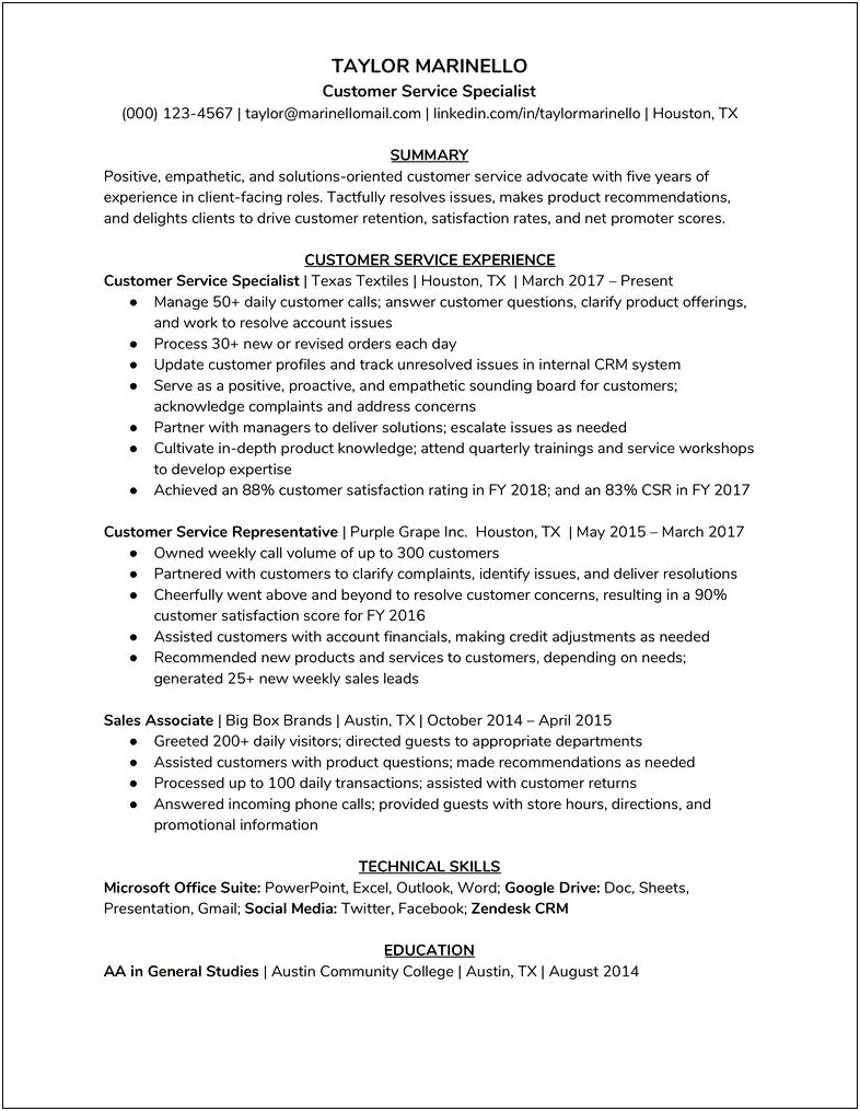 Resume Writing For Customer Service Jobs