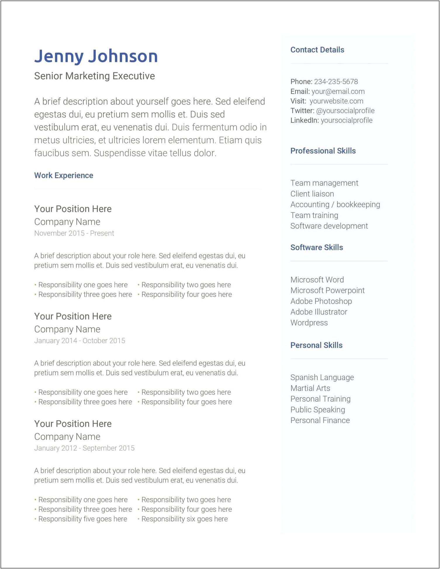 Resume Writing Templates Word For Older Persons Free