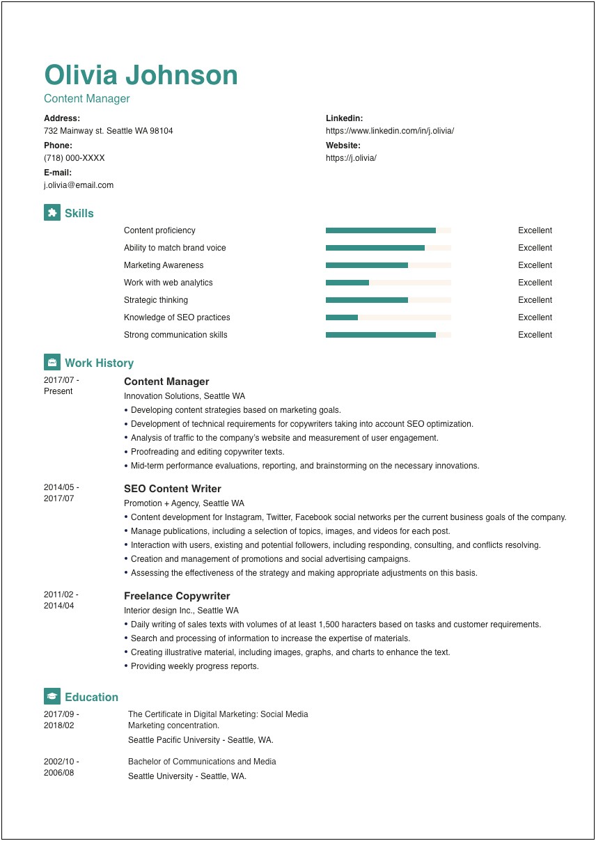 Resumes For A Freelance Catering Manager