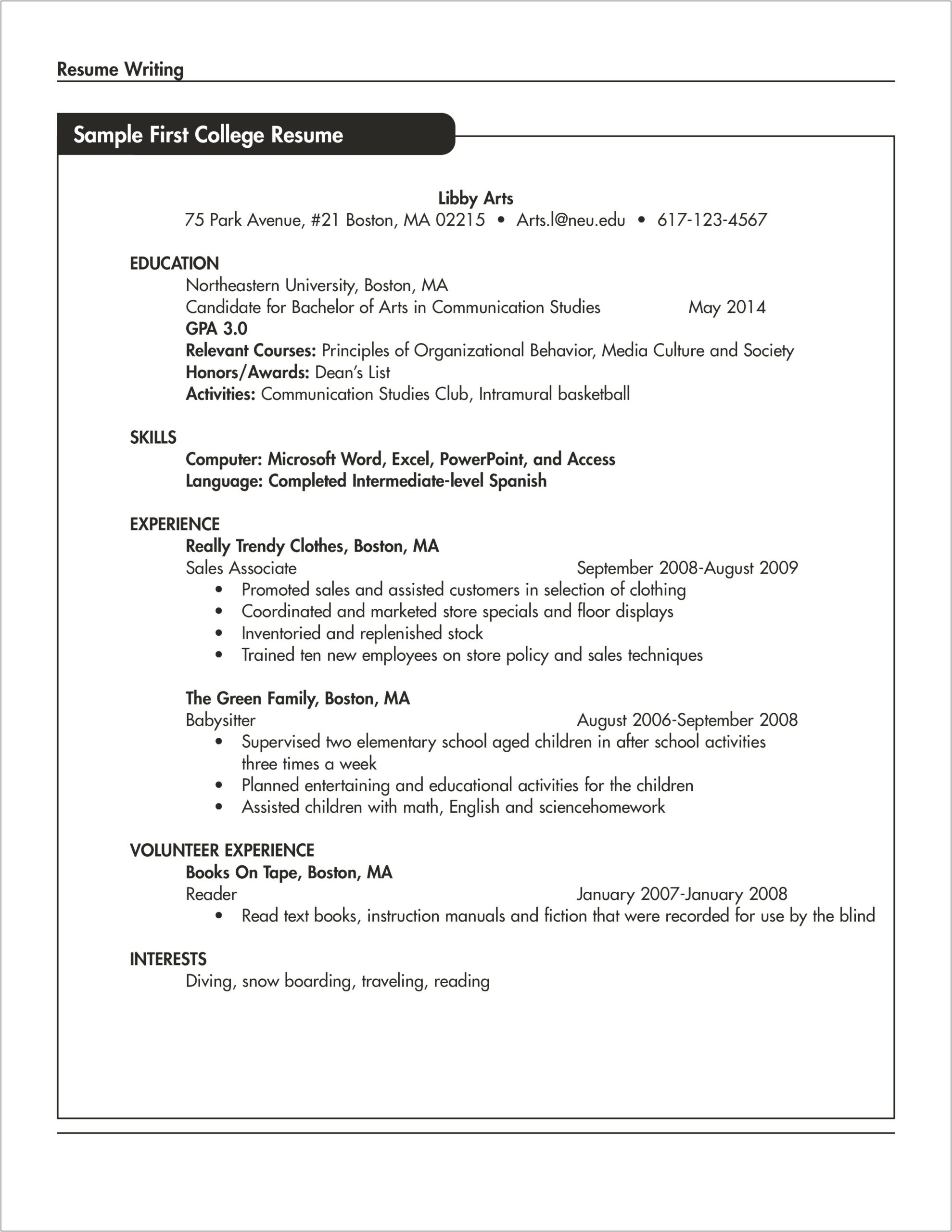 Resumes For Beginners Little Work Experience Sample