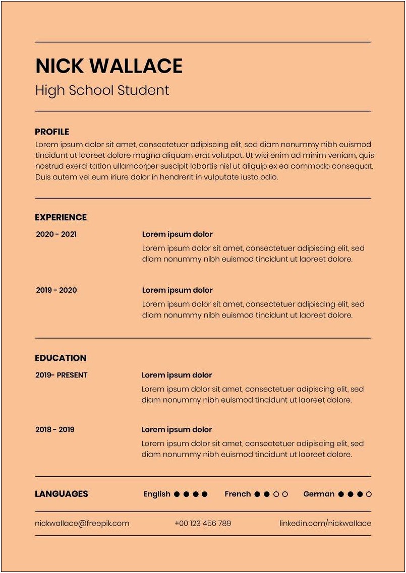 Resumes For Students Still In High School