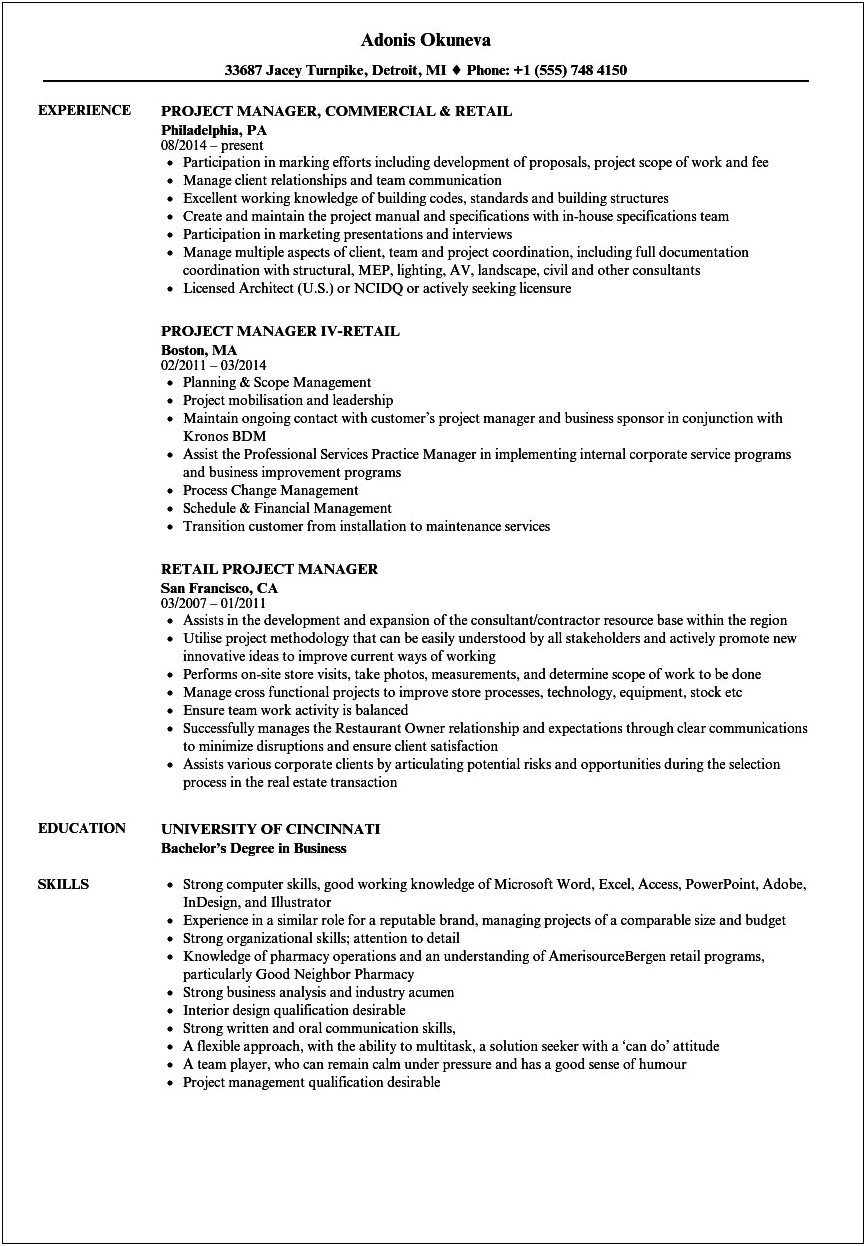 Retail Experience On Resume Applying For Professional Careers