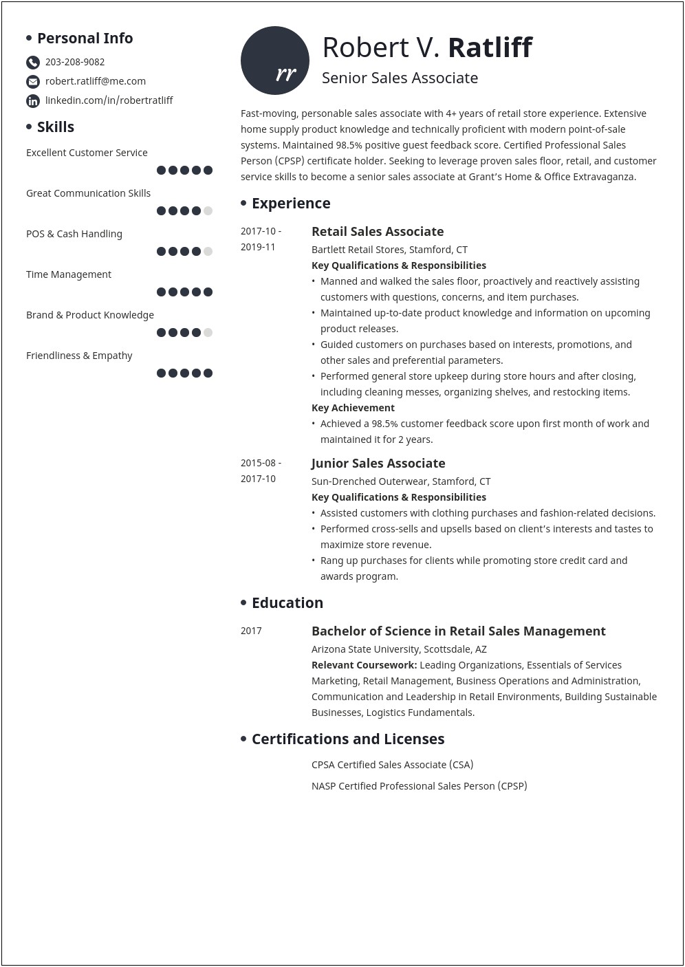 Retail Sales Representative Job Description For Resume