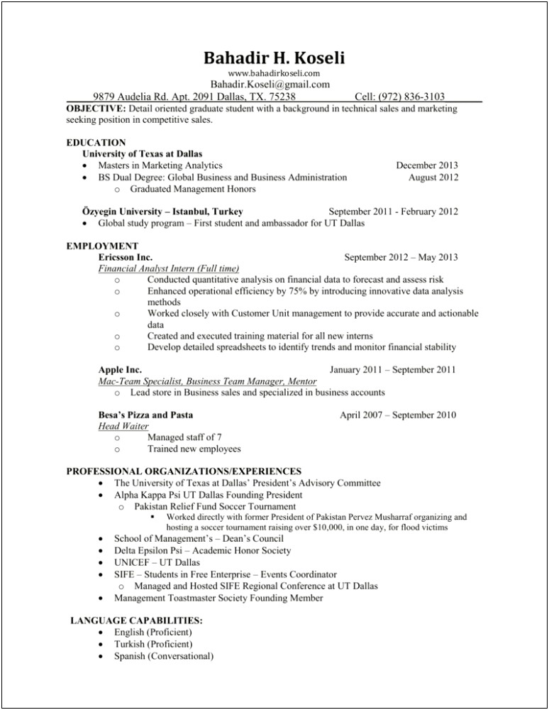Retail Specialist Objective On Resume Working For Apple
