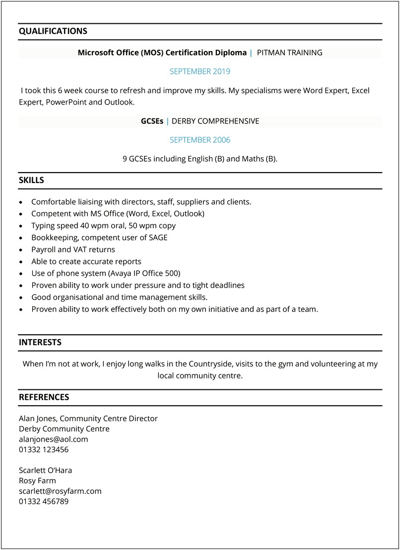 Returning To Work After A Long Absence Resume