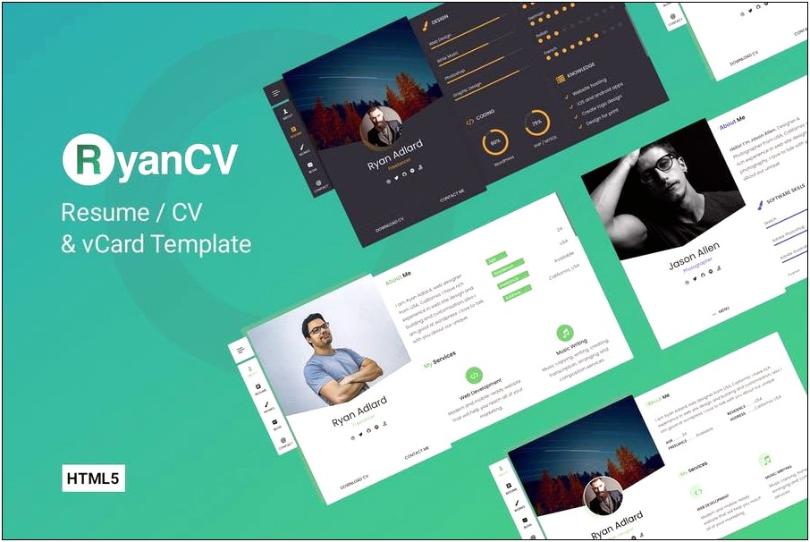 Ryan Vcard Resume Cv Template Free Download