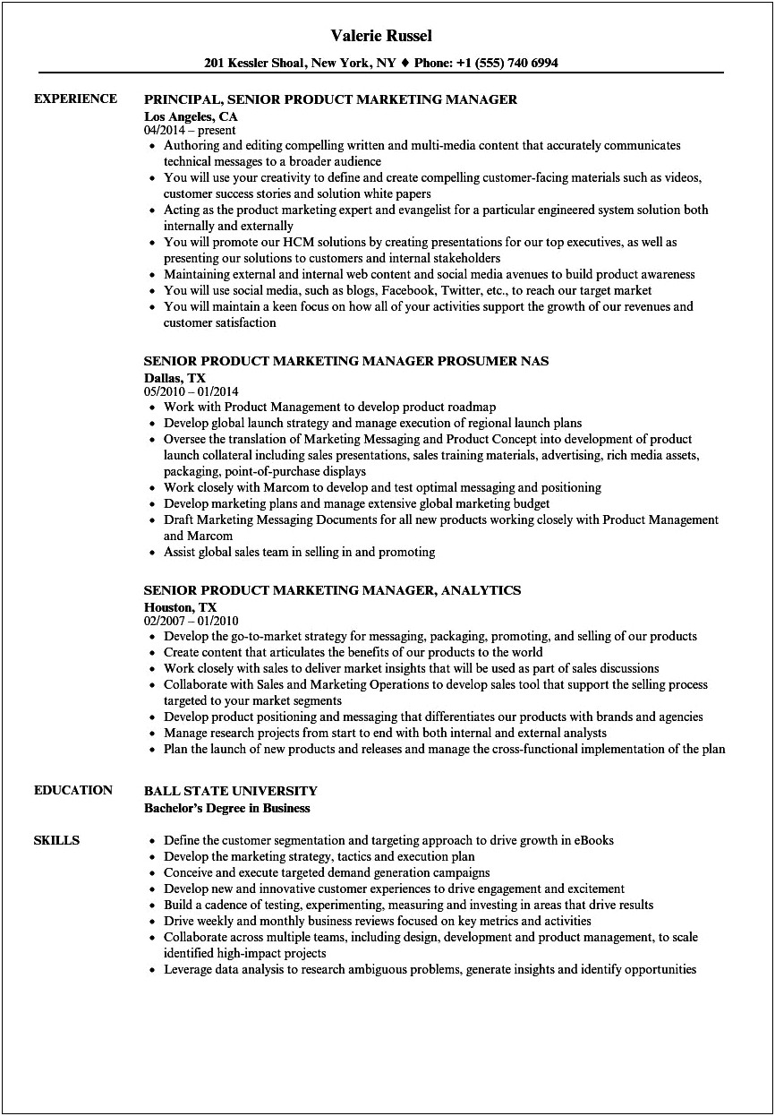 Sales And Marketing Manager Job Description Resume