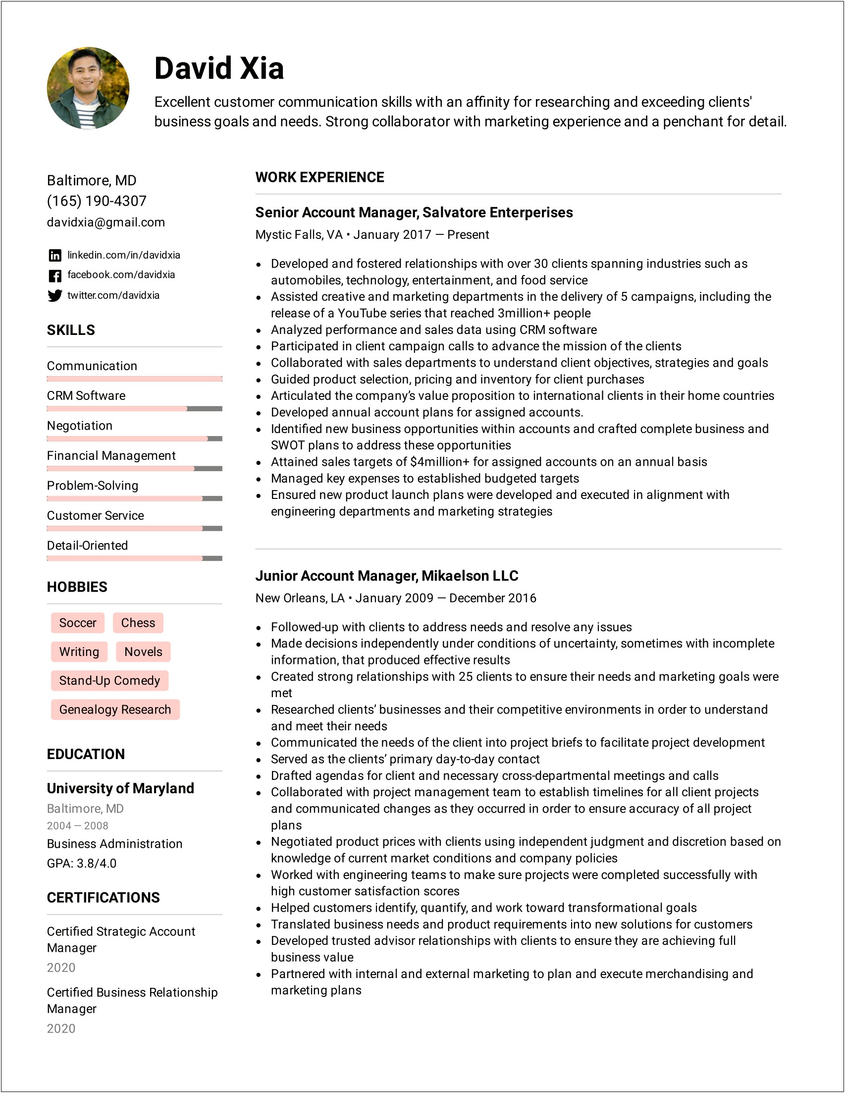 Sales And Marketing Manager Resume Pdf