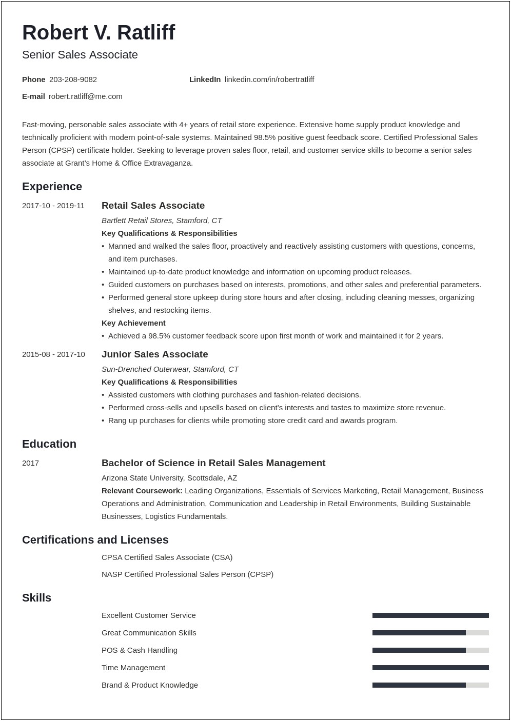 Sales Associate Stylist With No Experience Resume Sample