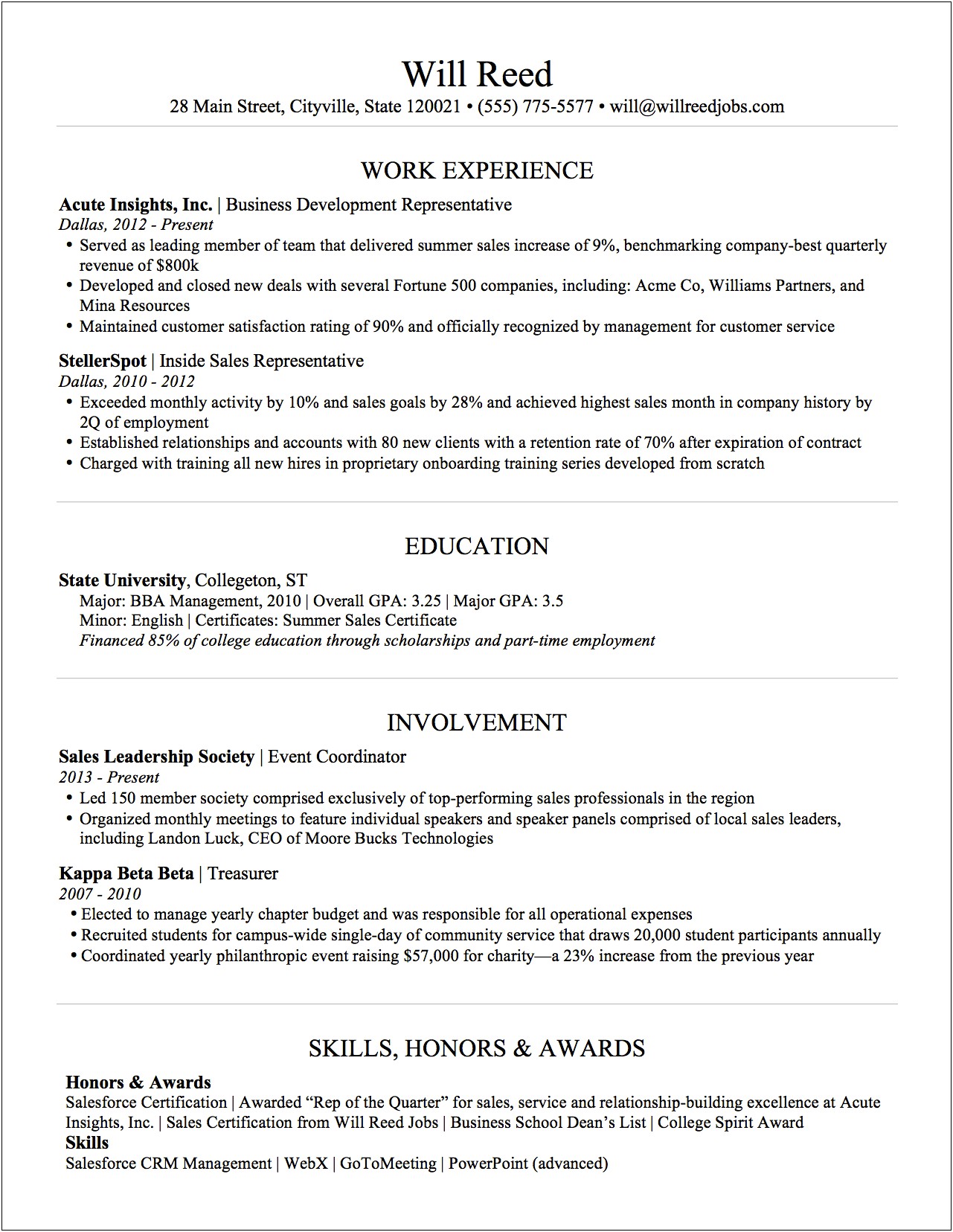 Sales Experience To Put On Resume