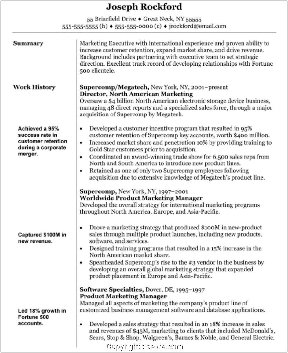 Sales Manager Resume Trade Show Experience