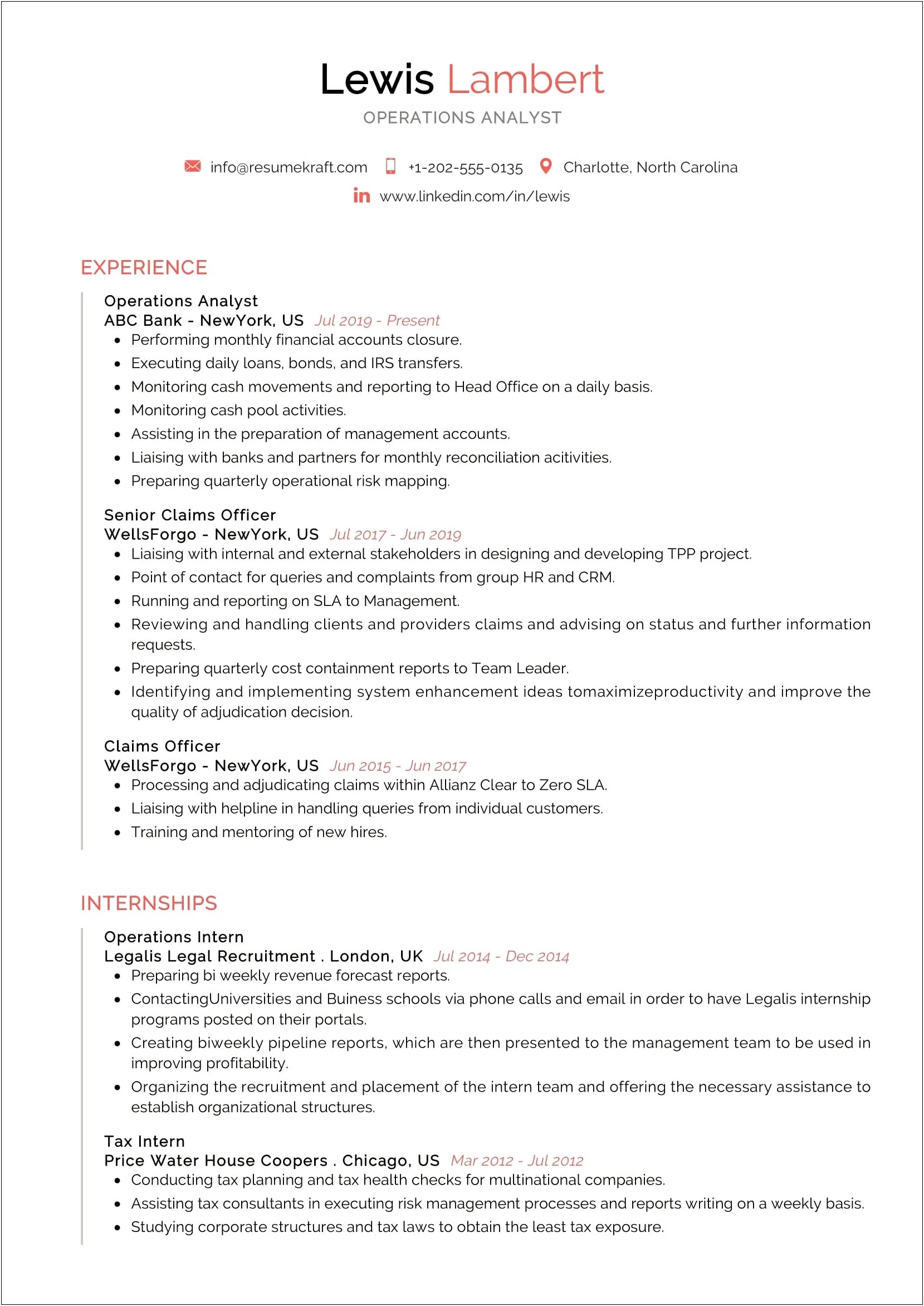 Sales Operations Analyst Resume Example Real