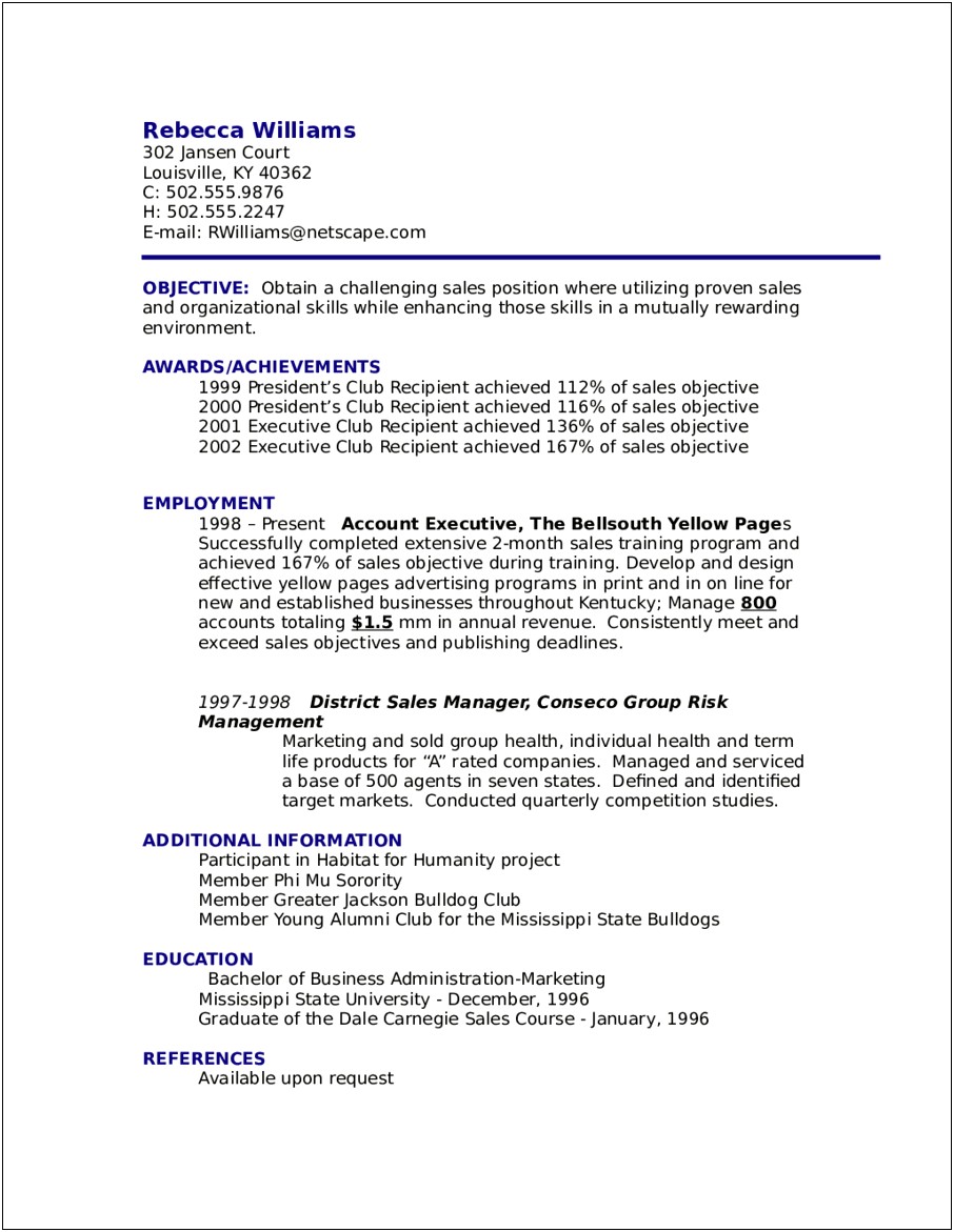 Same Resume Objectives In Sales And Marketing
