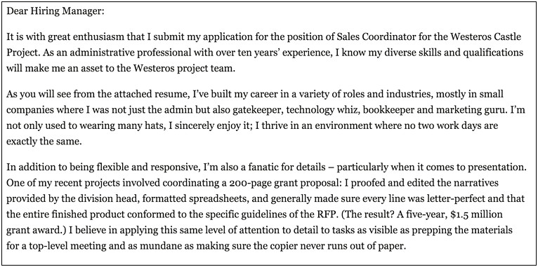 Sample Cover Letter For Job Submitting Resume
