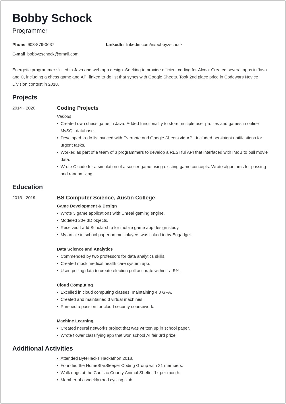 Sample Developer Resumes With Over 20 Years Experience