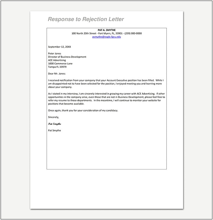 Sample Email Response To Resume Request