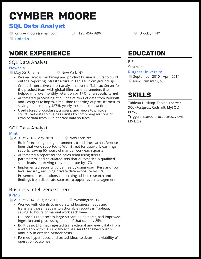 Sample Entry Level Application Support Analyst Resume
