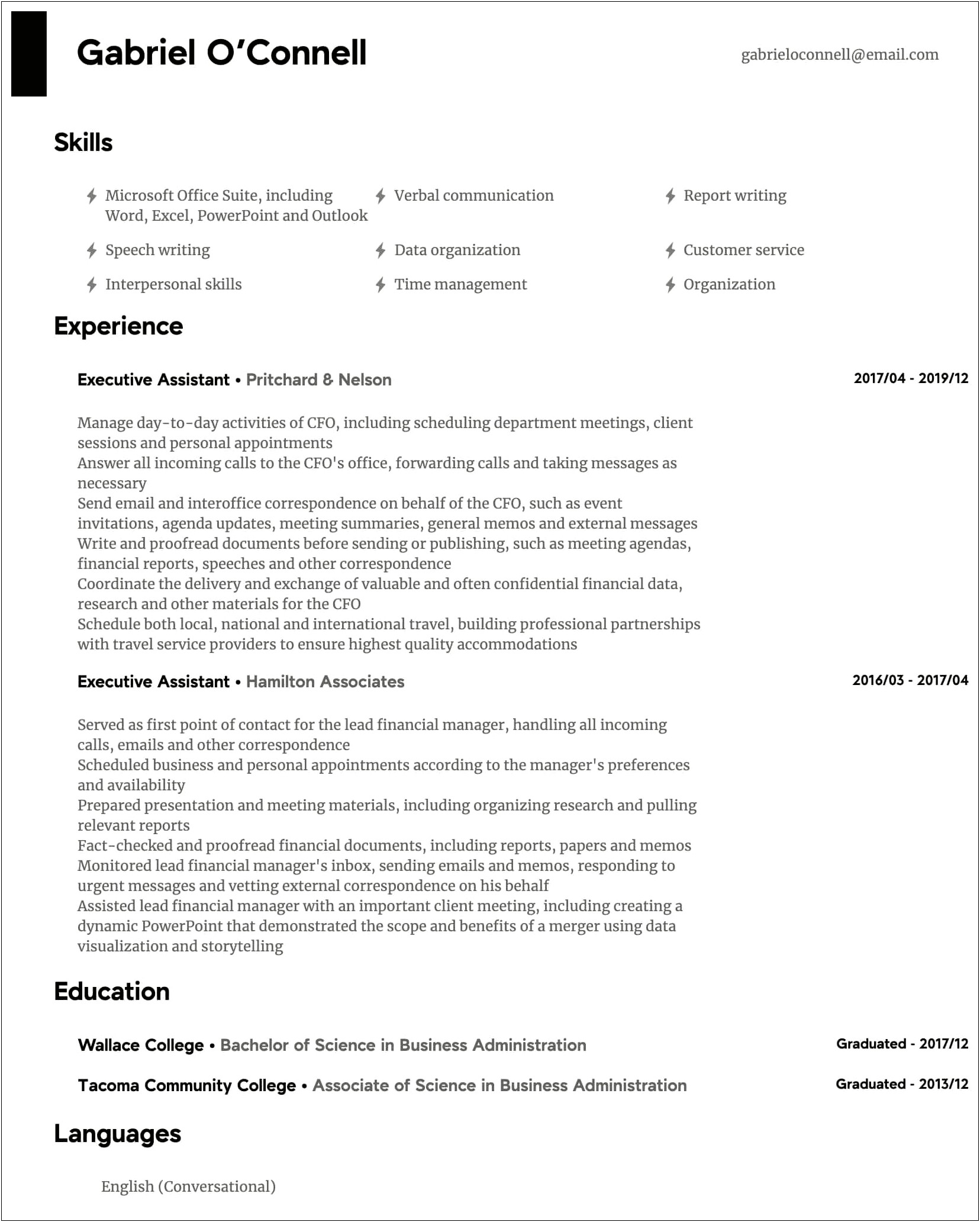 Sample Executive Summary Of A Resume