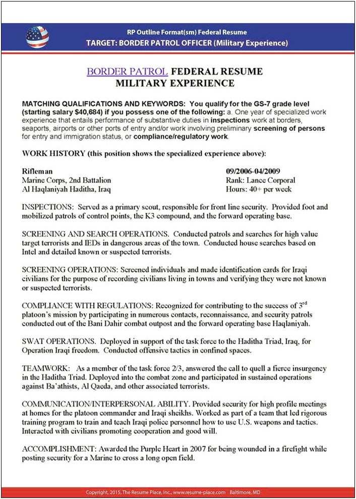 Sample Federal Human Resources Specialist Resume
