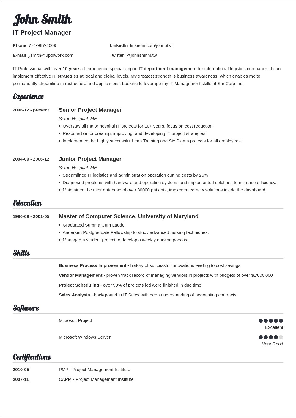 Sample Federal Resume Template Word Free Download