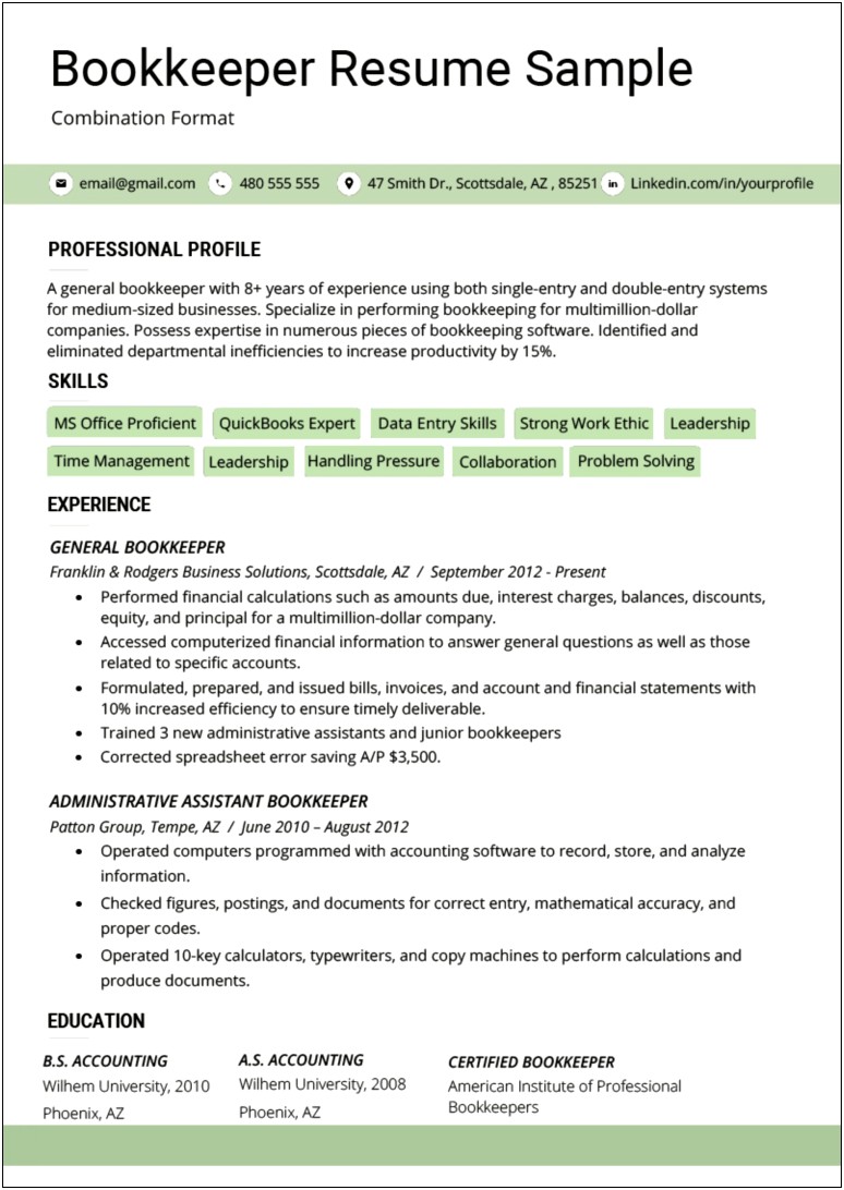 Sample For A Combination Resume For It
