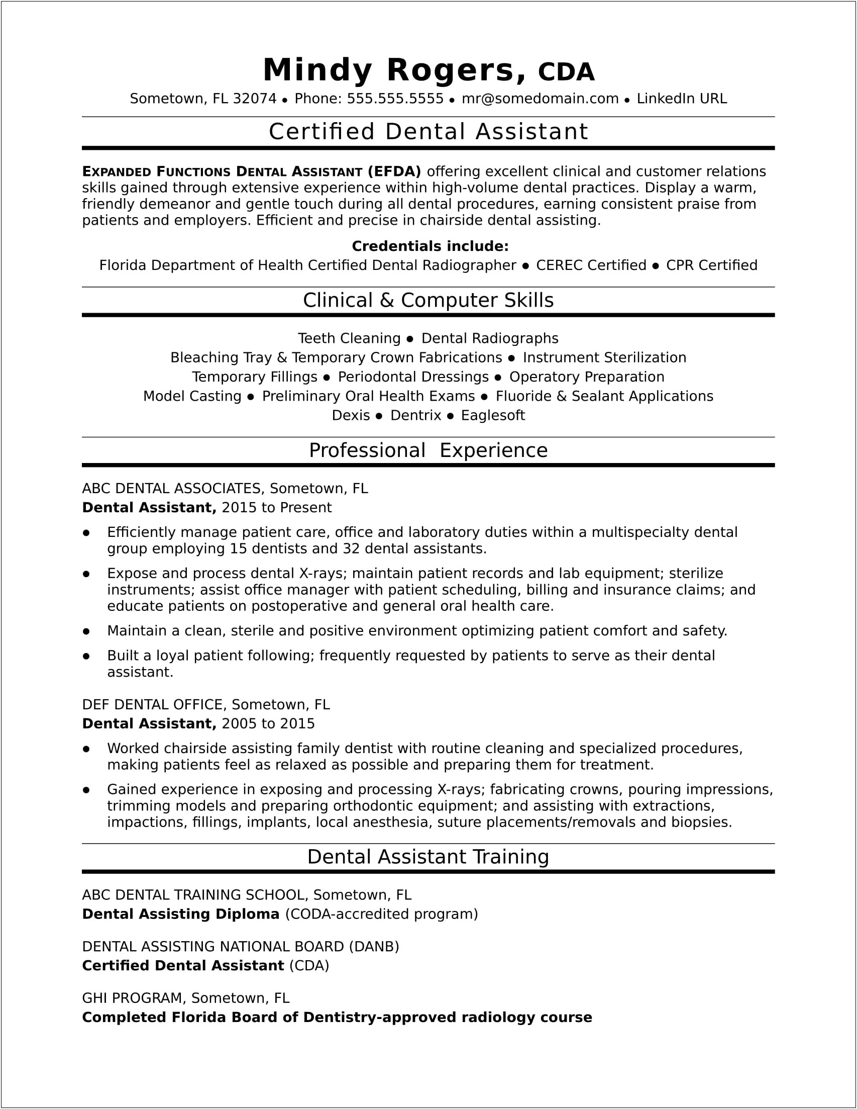 Sample Free Resume Format In Dental Coordinator Field