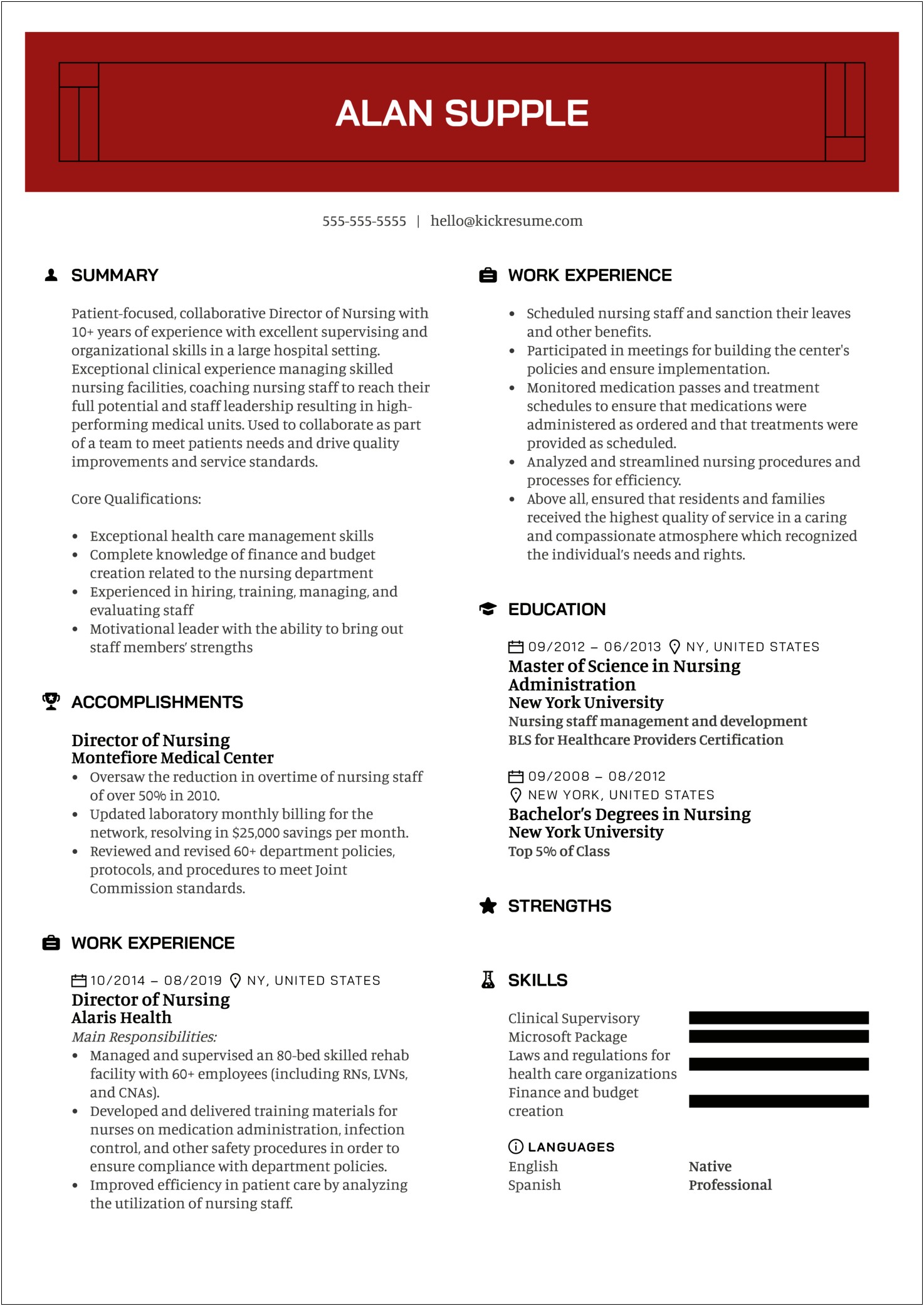 Sample Functional Resume Post Nursing School