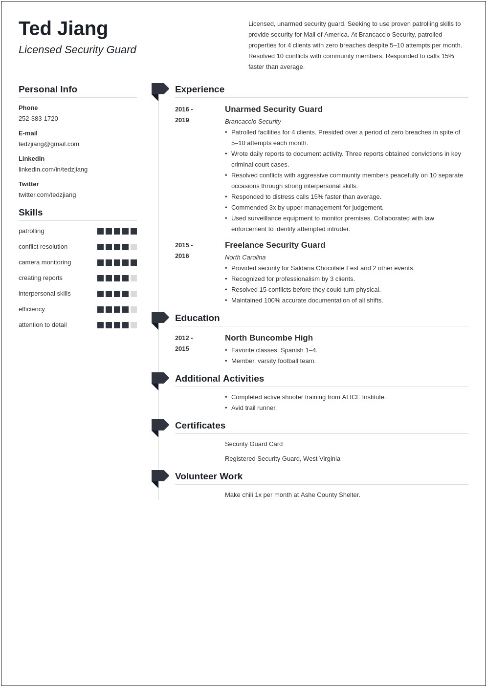 Sample Objective For Security Officer Resume