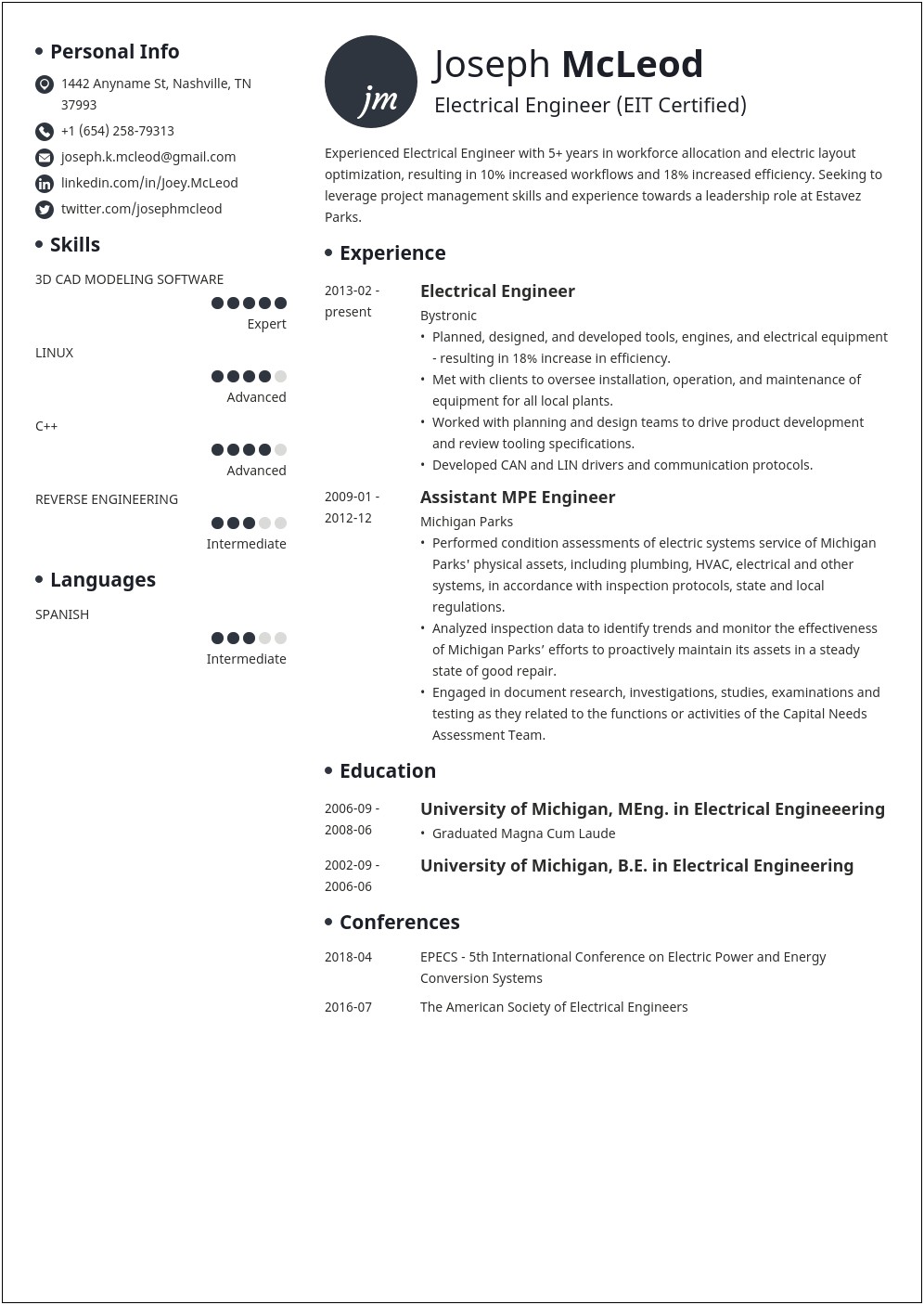 Sample Objective In Resume For Electrical Engineer